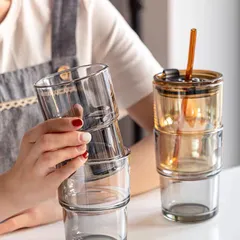 Bộ 6 cốc thủy tinh Arcoroc Log T Grey 320ml - Cốc cao màu xám an toàn cho sức khỏe, chính hãng, tiện dụng cho nhà bếp