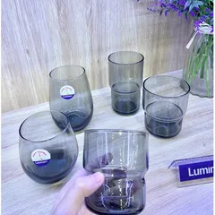 Bộ 6 cốc thủy tinh Arcoroc Log T Grey 320ml - Cốc cao màu xám an toàn cho sức khỏe, chính hãng, tiện dụng cho nhà bếp