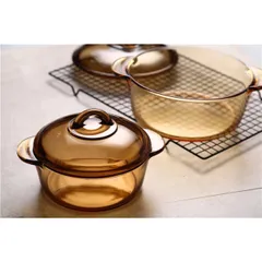 Bộ 2 nồi thủy tinh Luminarc 1L+ 2L LAVI6P0 dùng bếp ga, hồng ngoại, bảo hành 10 năm | Hàng chính hãng