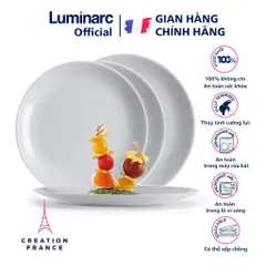 Bộ 4 đĩa màu ghi Luminarc Diwali 19cm & 25cm - Thủy tinh cao cấp, an toàn cho vi sóng & máy rửa bát, thiết kế sang trọng, quà tặng hoàn hảo.