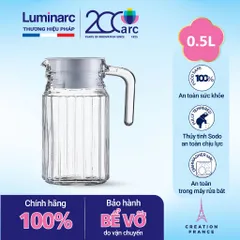 Bộ 2 Bình đựng Nước Thủy Tinh Luminarc Quadro 0.5L G2667 - Thiết Kế Hiện Đại, An Toàn Cho Sức Khỏe, Hàng Chính Hãng