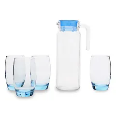 Bộ Bình Cốc Thủy Tinh Luminarc Xanh 5 Chi Tiết - Thiết Kế Hiện Đại An Toàn Cho Sức Khỏe - Hàng Chính Hãng J1799