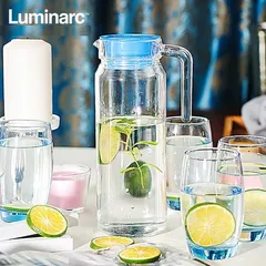 Bộ Bình Cốc Thủy Tinh Luminarc Xanh 5 Chi Tiết - Thiết Kế Hiện Đại An Toàn Cho Sức Khỏe - Hàng Chính Hãng J1799