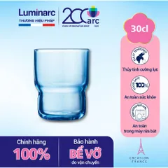 Bộ 6 cốc thủy tinh thấp Arcoroc LogT Blue 300ml V4132 - An toàn cho sức khỏe, thiết kế hiện đại, có thể rửa bát, hàng chính hãng