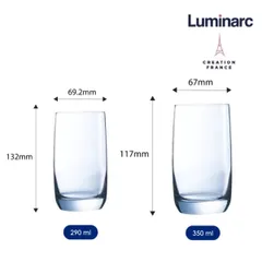 Bộ 6 Cốc Thủy Tinh Cao Luminarc Vigne H2104 350ml - Thiết Kế Sang Trọng, An Toàn Cho Sức Khỏe, Dùng Trong Máy Rửa Chén