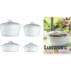 Bộ 2 nồi thủy tinh Luminarc LVCF6P2, dung tích 1.5L + 3L dùng bếp ga, hồng ngoại, bảo hành 10 năm