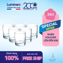 Bộ 6 cốc thủy tinh Luminarc Islande 200ml - An toàn, Chống xước, Thiết kế hiện đại cho không gian bếp sạch đẹp