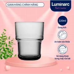 Bộ 6 cốc thủy tinh thấp Arcoroc Log T Grey 220ml - Ly ngấn 2 tầng dùng cho cà phê và trà quả, an toàn cho sức khỏe