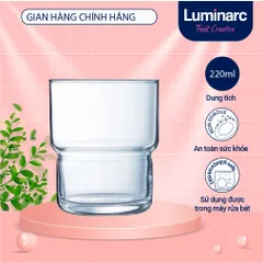 Bộ 6 cốc thủy tinh thấp Arcoroc Log T 220ml - Hàng chính hãng, an toàn cho sức khỏe, lý tưởng cho nhà hàng và quán cà phê