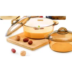 Bộ 2 nồi thủy tinh Luminarc Amberline 1.5L+2L LAVI6P4 dùng bếp ga, hồng ngoại, bảo hành 10 năm | Hàng chính hãng