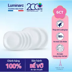 Set 6 đĩa thủy tinh cường lực Luminarc Carine, sản xuất Pháp CR6C, dùng lò vi sóng, máy rửa bát, chịu va đập tốt