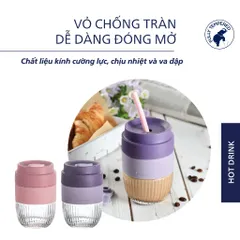 Cốc Thủy Tinh Luminarc Ease 500ml V5076/V5077 - Cốc Đựng Sinh Tố, Yến Mạch Có Nắp Đậy Chống Tràn Tiện Lợi, Dễ Mang Theo