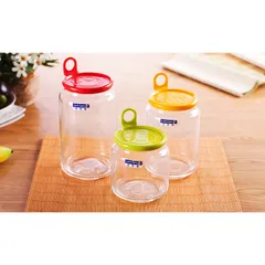 Bộ 3 Hũ Thủy Tinh Bảo Quản Thực Phẩm Luminarc Rondo Smile (0.5L, 0.75L, 1L) - An Toàn, Kiểu Dáng Đẹp, Chính Hãng Pháp