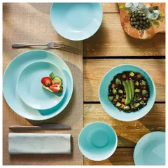 Bộ đĩa Luminarc Diwali Light Turquose 4 chiếc cao cấp - Thủy tinh an toàn, dùng vi sóng và máy rửa bát, thiết kế sang trọng cho bữa tiệc gia đình