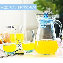Bộ Cốc và Bình Thủy Tinh Luminarc Ice Blue 5 Chi Tiết - Hàng Chính Hãng, Thủy Tinh Trong Suốt An Toàn, Dung Tích 1.3L