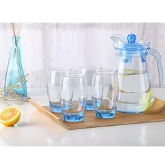 Bộ Cốc và Bình Thủy Tinh Luminarc Ice Blue 5 Chi Tiết - Hàng Chính Hãng, Thủy Tinh Trong Suốt An Toàn, Dung Tích 1.3L