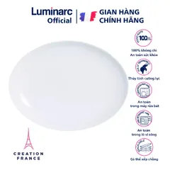 Đĩa thủy tinh bầu dục Luminarc Diwali 33cm D7481 - An toàn lò vi sóng, máy rửa bát, hàng chính hãng Pháp, chống bám bẩn, thiết kế tinh tế