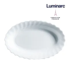 Đĩa thủy tinh bầu dục Luminarc Trianon 22cm N3648, thủy tinh sạch, an toàn cho sức khỏe, dùng được lò vi sóng
