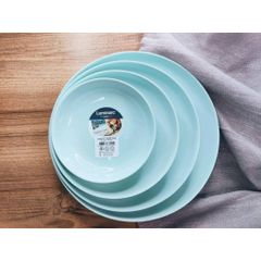 Đĩa Thủy Tinh Luminarc Friend's Time Light Turquoise 25cm - Hàng Chính Hãng Pháp, An Toàn Trong Lò Vi Sóng và Máy Rửa Bát