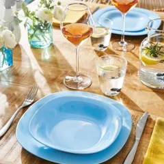 Đĩa nông lòng Luminarc Carine thủy tinh an toàn 19cm màu xanh dương - sản phẩm chính hãng Pháp, dễ vệ sinh, chịu va đập tốt