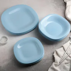 Đĩa nông lòng Luminarc Carine thủy tinh an toàn 19cm màu xanh dương - sản phẩm chính hãng Pháp, dễ vệ sinh, chịu va đập tốt