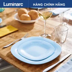 Đĩa Thủy Tinh Nông Lòng Luminarc Carine 27 cm - Đĩa Ăn An Toàn, Sang Trọng Màu Xanh Dễ Thương - Hàng Chính Hãng