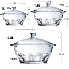 Thố thủy tinh Luminarc có nắp 1L H1582, dùng lò vi sóng và máy rửa bát | Hàng chính hãng