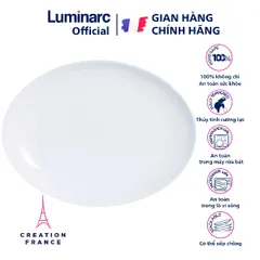 Đĩa thủy tinh bầu dục Luminarc Diwali 33cm - Sang trọng, dùng lò vi sóng và máy rửa bát - Hàng chính hãng từ Pháp