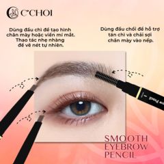 Chì Kẻ Mày Lâu Trôi C'Choi - Chì Kẻ Mày Tự Nhiên Dễ Tán, Phù Hợp Trang Điểm Á Đông, 2 Màu Xám Đen & Nâu Café