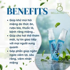 Xịt Thơm Miệng Vfresh Bạc Hà - Khử Mùi Hôi, Ngăn Ngừa Sâu Răng và Viêm Lợi - Hơi Thở Thơm Mát, Dễ Dàng Sử Dụng