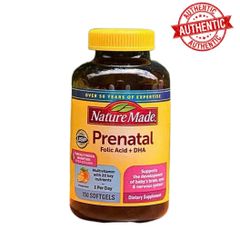 Vitamin Tổng Hợp Nature Made Prenatal Multi DHA 150 Viên - Bổ Sung Axit Folic và Omega-3 cho Mẹ Bầu, Hỗ Trợ Phát Triển Thai Nhi