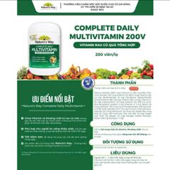 Viên Uống Vitamin Tổng Hợp Nature’s Way - Hỗ Trợ Sức Khỏe, Bổ Sung 19 Vitamin và Khoáng Chất, Hộp 200 Viên Nhập Khẩu Úc