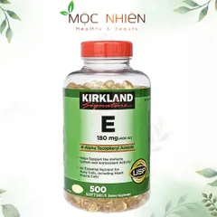 Vitamin E Kirkland Signature 180mg - Viên uống bổ sung 500 viên nang mềm Mỹ, hỗ trợ sức khỏe da, tóc và hệ miễn dịch