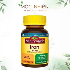 Viên uống bổ sung sắt Nature Made Iron 65mg 365 viên - Hỗ trợ tạo hồng cầu, tăng cường sức khỏe cho phụ nữ tuổi sinh sản