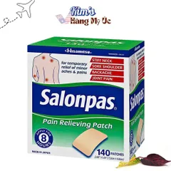 Miếng Dán Giảm Đau Salonpas - 140 Miếng Giảm Đau Cơ, Khớp, Vai, Lưng - Dán Ngoài Da Hiệu Quả từ Nhật Bản