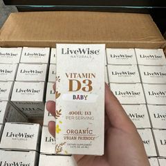 (có bill nhập) Vitamin D3 400IU Organic LiveWise Cho Bé Từ Sơ Sinh 24ml.