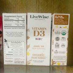 (có bill nhập) Vitamin D3 400IU Organic LiveWise Cho Bé Từ Sơ Sinh 24ml.