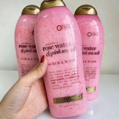 Sữa tắm tẩy tế bào chết OGX Rose Water & Pink Sea Salt 577ml
