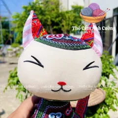 Thú Nhồi Bông Mèo Thần Tài Thổ Cẩm Sapa - Quà Tặng Ý Nghĩa Chất Liệu Mềm Mại Cho Bé Yêu