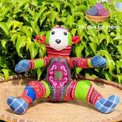 Thú Nhồi Công Khỉ Ngồi Thổ Cẩm Sapa - Đồ Chơi Trẻ Em Chất Liệu Vải Mềm Mại, Quà Tặng Ý Nghĩa Cho Bé