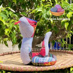 Thú Nhồi Bông Hình Con Rắn Thổ Cẩm Dân Tộc Thái - Quà Tặng Ý Nghĩa Cho Trẻ Em, Vải Thổ Cẩm Mềm Mại, Đường May Chắc Chắn