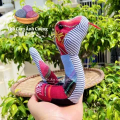 Thú Nhồi Bông Hình Con Rắn Thổ Cẩm Dân Tộc Thái - Quà Tặng Ý Nghĩa Cho Trẻ Em, Vải Thổ Cẩm Mềm Mại, Đường May Chắc Chắn