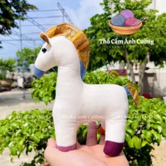 Thú Nhồi Bông Ngựa Thành Troy Thổ Cẩm Dân Tộc Thái - Quà Tặng Dễ Thương Cho Trẻ Em, Chất Liệu Vải Bông Mềm Mại