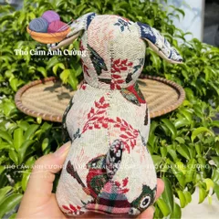 Thú Nhồi Bông Chó Con Vải Thổ Cẩm - Quà Tặng Ý Nghĩa Cho Bé Yêu, Chất Liệu Mềm Mại, Đường May Tỉ Mỉ