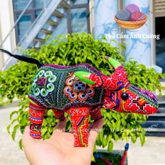 Thú Nhồi Bông Trâu Nước Thổ Cẩm Sapa - Quà Tặng Ý Nghĩa Cho Bé, Chất Liệu Vải Mềm Mại, Đường May Chắc Chắn