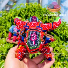 Thú Nhồi Bông Trâu Nước Thổ Cẩm Sapa - Quà Tặng Ý Nghĩa Cho Bé, Chất Liệu Vải Mềm Mại, Đường May Chắc Chắn