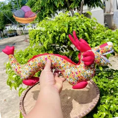 Thú Nhồi Bông Con Rồng Dễ Thương - Đồ Chơi Trẻ Em Bằng Vải Hoa, Quà Tặng Ý Nghĩa Từ Thổ Cẩm Ánh Cường