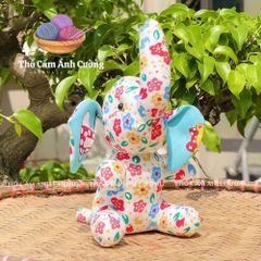 Thú Nhồi Bông Voi Ngồi Hoa Đáng Yêu - Đồ Chơi Trẻ Em Chất Liệu Vải Hoa Mềm Mại - Quà Tặng Ý Nghĩa Cho Bé