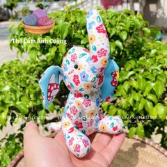Thú Nhồi Bông Voi Ngồi Hoa Đáng Yêu - Đồ Chơi Trẻ Em Chất Liệu Vải Hoa Mềm Mại - Quà Tặng Ý Nghĩa Cho Bé