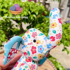 Thú Nhồi Bông Voi Ngồi Hoa Đáng Yêu - Đồ Chơi Trẻ Em Chất Liệu Vải Hoa Mềm Mại - Quà Tặng Ý Nghĩa Cho Bé